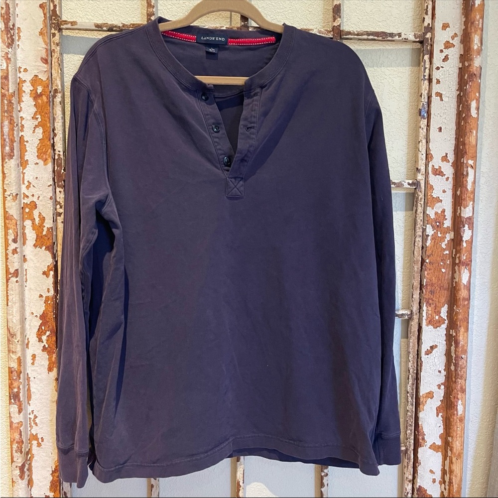 Lands End purple Henley long sleeve L